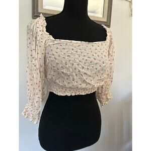 Billabong Royal Wear Pointelle Floral Crop Top SMALL